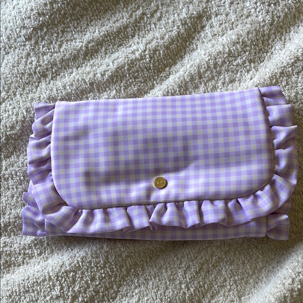 Purple Gingham Ruffle Jewelry Roll